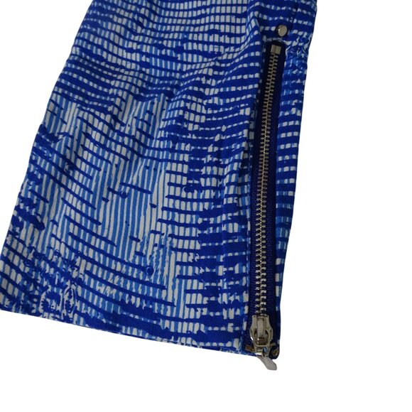 DFA New York Blue Printed Fitted Skinny Leggings Women Size XS-S Ankle Zipper - Picture 2 of 9